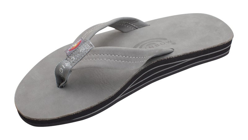 Rainbow Sandals Men's Premier Leather Double Layer with Arch Wide Strap, Grey, Men's XX-Large / 12-13.5 D(M) US - Image 1